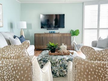 living room staging with furnishings and accessories