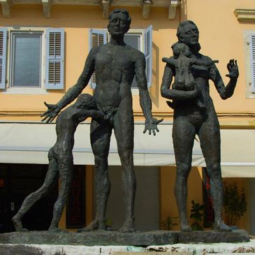 Holocaust Memorial in Old Town Corfu, close to the Old Fortress.