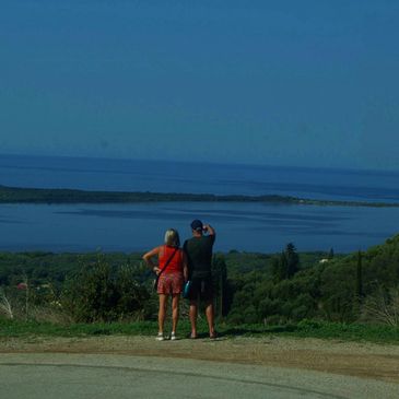 Views from Chlomos towards the lake Korission seen during a drive with Corfu Tourist.