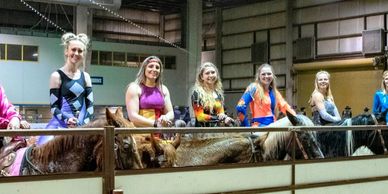 Talented Group of Girls on horseback that trick ride