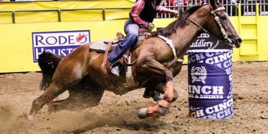 Professional Barrel Racer Rodeo Naked Sponsored Rider Competing in Rodeo