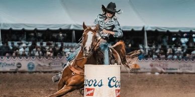 Rodeo Naked Sponsored Cowgirl Barrel Racing with Coors Banquet Can