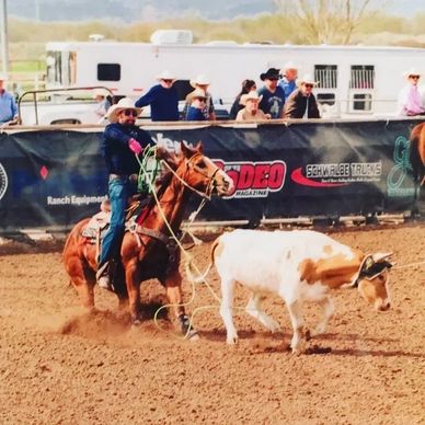 Mustache Cowboy Rodeo Naked Sponsored Wearing Rodeo Naked Team Roping on his Horse
