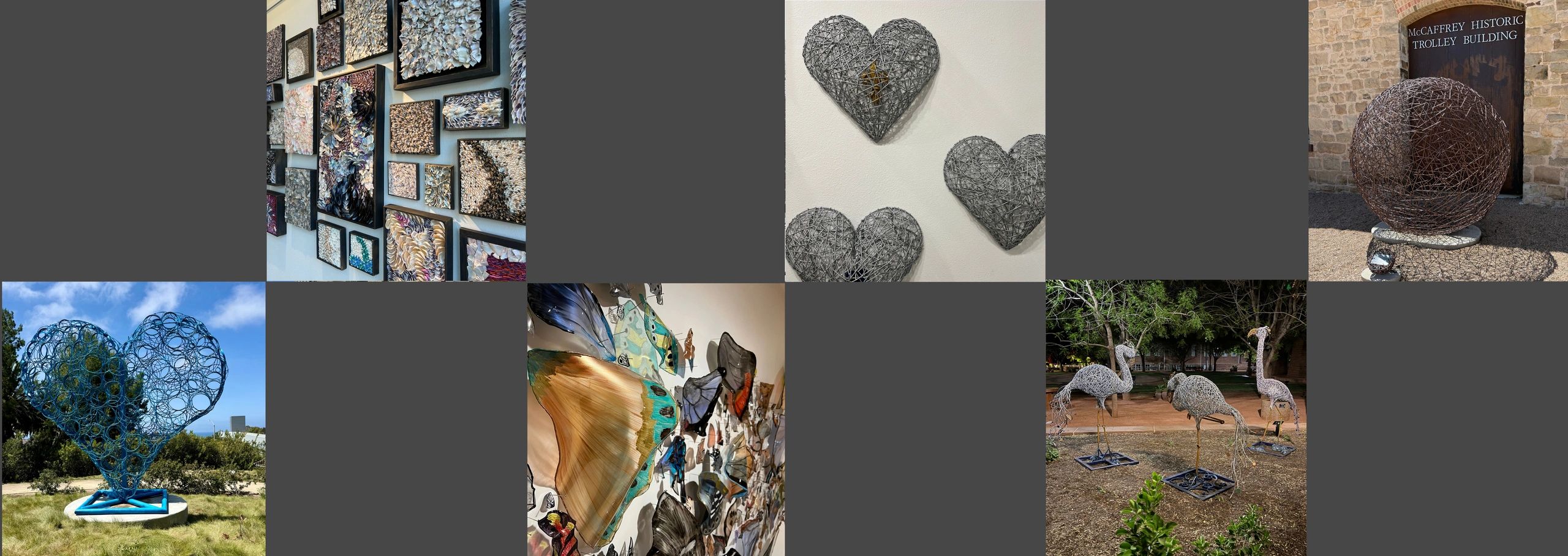 Multiple small photos of artworks by Tamara Robertson.