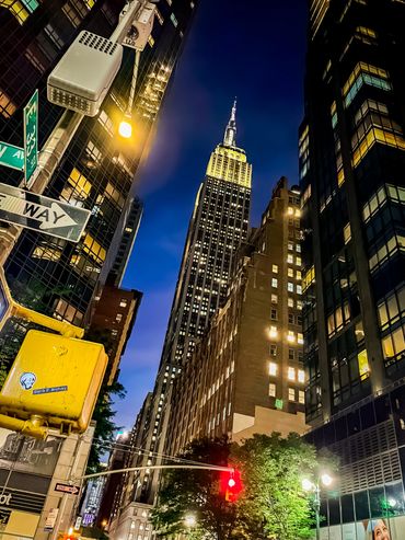 A great shot of high rise buildings in lower New York City. Early evening.