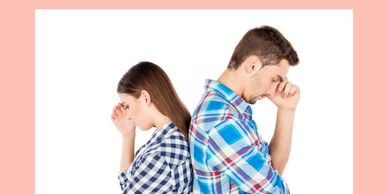 Couple disconnected Looking to the other side. Couple after a fight. Marriage therapy. Couples thera