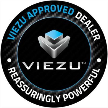 VIEZU approved dealer badge with logo and slogan.
