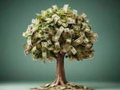 A tree with branches full of dollar bills instead of leaves.