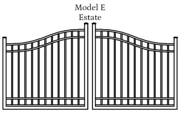 Illustration of Model E Estate metal gate design.