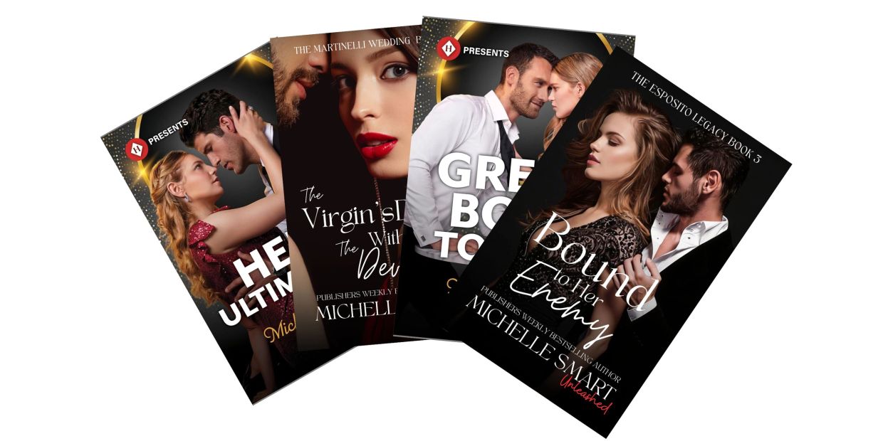 Romantic book covers featuring couples by Michelle Smart.