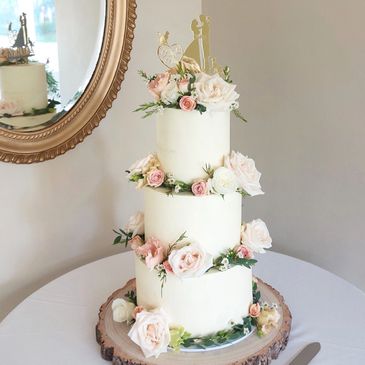 three tier spring floral wedding cake lincolnshire