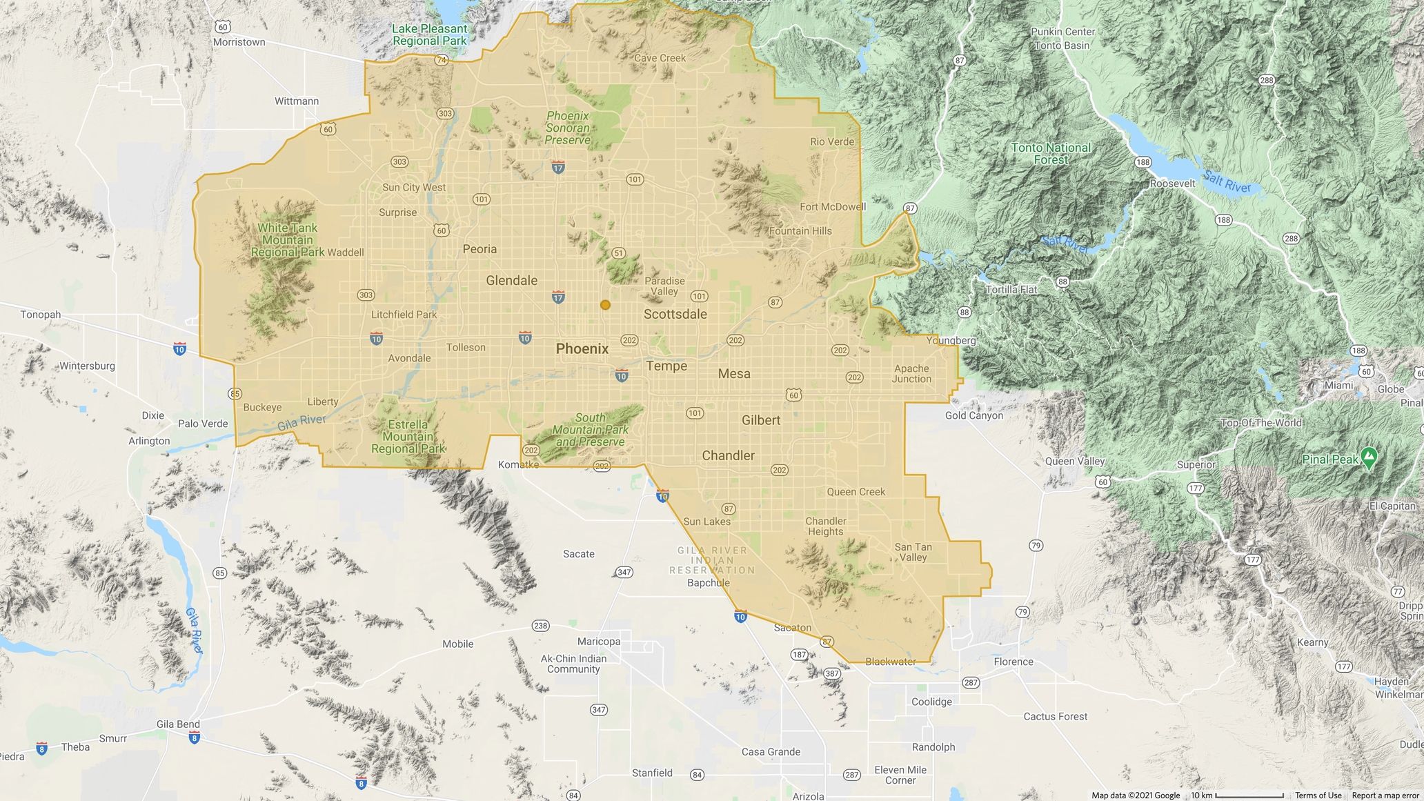 Map showing the boundaries of the project