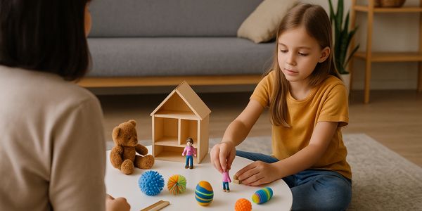 Child engaging in play-based counselling with therapist at Roles & Goals Therapy Services.