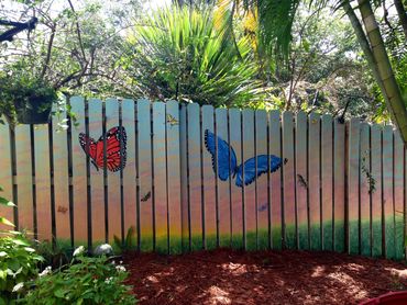 Commissioned outdoor mural, "Blue Morpho & Monarch Family of Butterflies"