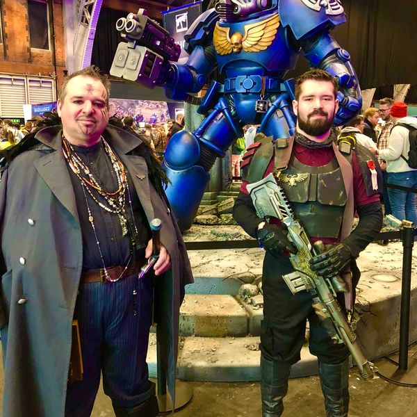 Simon and Connor in cosplay at a warhammer event