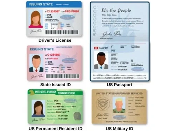 Acceptable Forms of Government 
 issued Identification