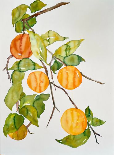 Oranges
Original Watercolor & Cold Wax
Live Edge Deckle Mount
$1,400.00