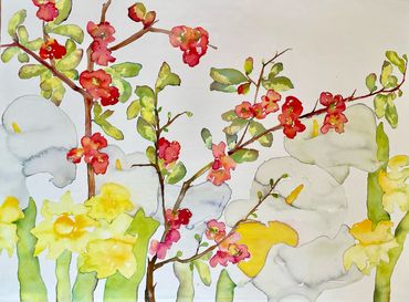 Quince Blossoms
Original Watercolor & Cold Wax
Live Edge Deckle Mount
$1,400.00