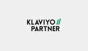 Klaviyo Partner logo with green double slashes on a light gray background.