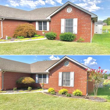 Landscaping upgrade, overgrown shrubs removed, in Evansville, IN