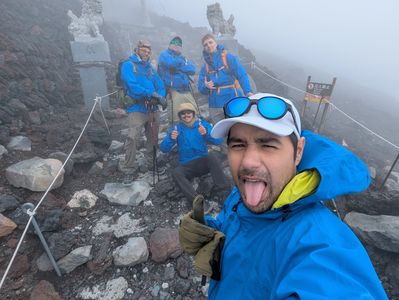 Mt. Fuji Guides team near the summit of Mt Fuji, describes the professional tours on Mt. Fuji