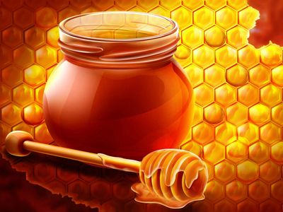 Honey jar and dip stick