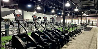 Cardio with stairclimbers, bikes, treadmills, and ellipticals