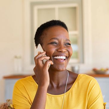 Smiling woman on phone 