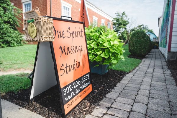 One Spirit Massage Studio outdoor sign