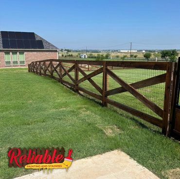 Post and rail ranch fence staining in Northlake Texas by Reliable Painting and Staining
