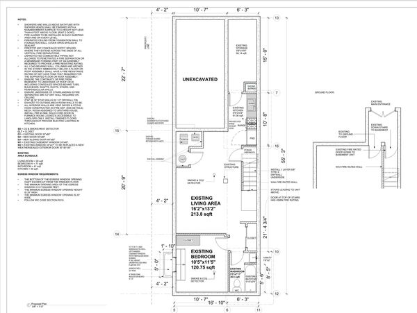 Basement renovation permit drawings to legalize basement