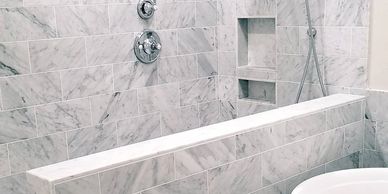 Carrara marble shower