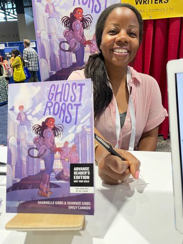 Writer, Shawnelle Gibbs at a Ghost Roast Signing, June 2023, Chicago, IL.