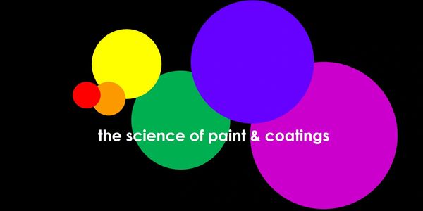 Picture of dots of multiple colors and sizes with science of paint and coatings slogan