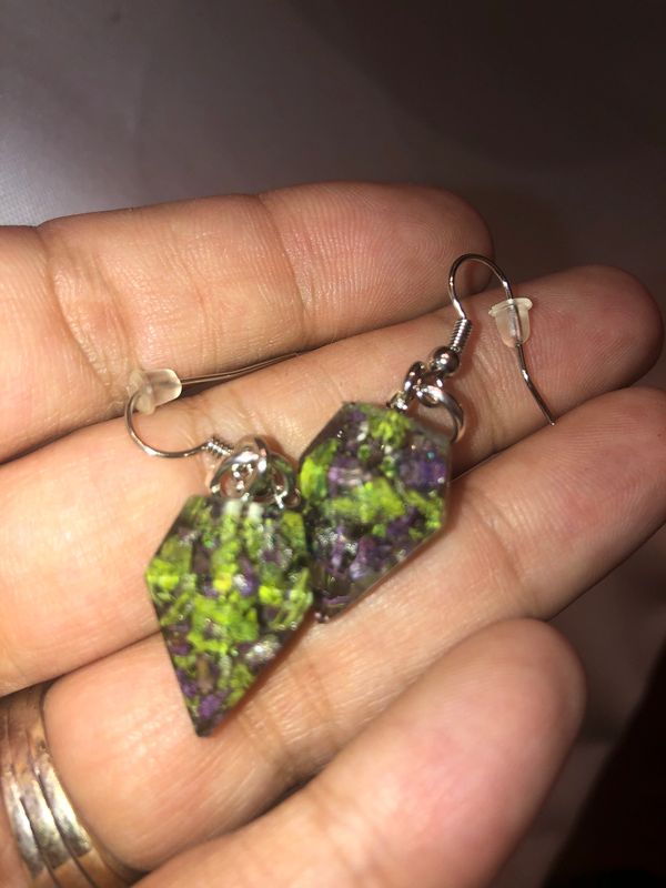 420 earring resin marijuana hemp jewelry art 