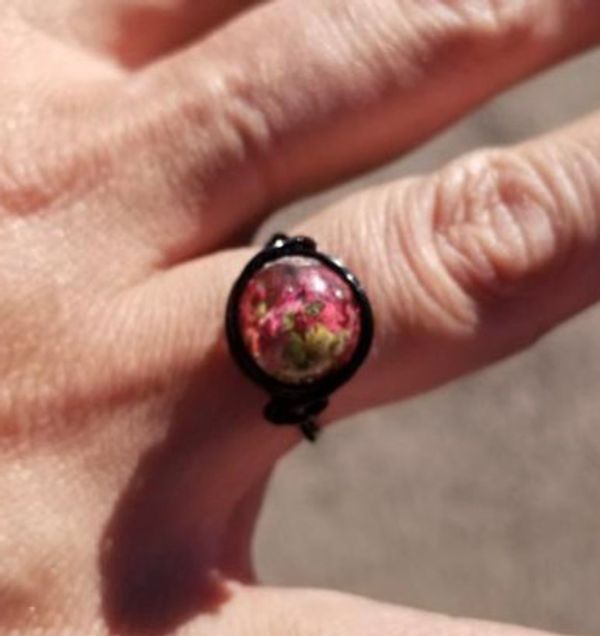 Beadz Pink Hemp Wire Wrapped Ring 420 hemp marijuana jewelry 