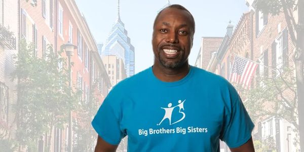 CEO Marcus Allen, in the city of Philadelphia, PA, wearing Big Brothers Big Sisters T-Shirt