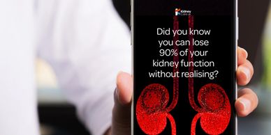 An advert for a Kidney Care UK campaign to raise awareness of kidney function