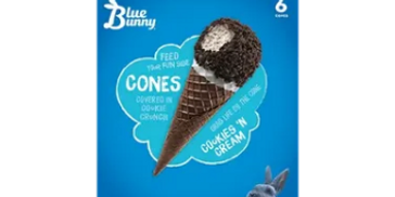 a box of blue bunny cones with an ice cream cone on top