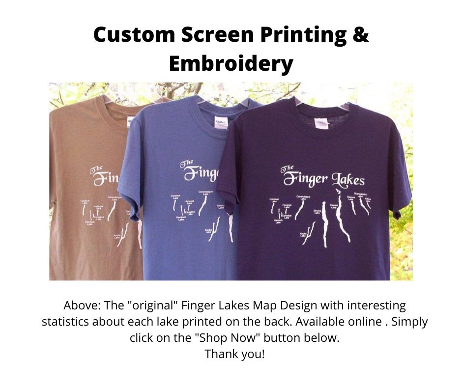 Finger Lakes Map Tee Shirt - Finger Lakes Tee Shirts