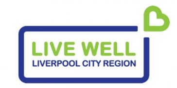 Logo for Live Well Liverpool City Region with green and blue colors.