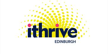 Logo of ithrive Edinburgh with yellow and pink dots.