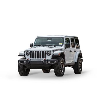 White Jeep Wrangler Rubicon SUV with four doors.