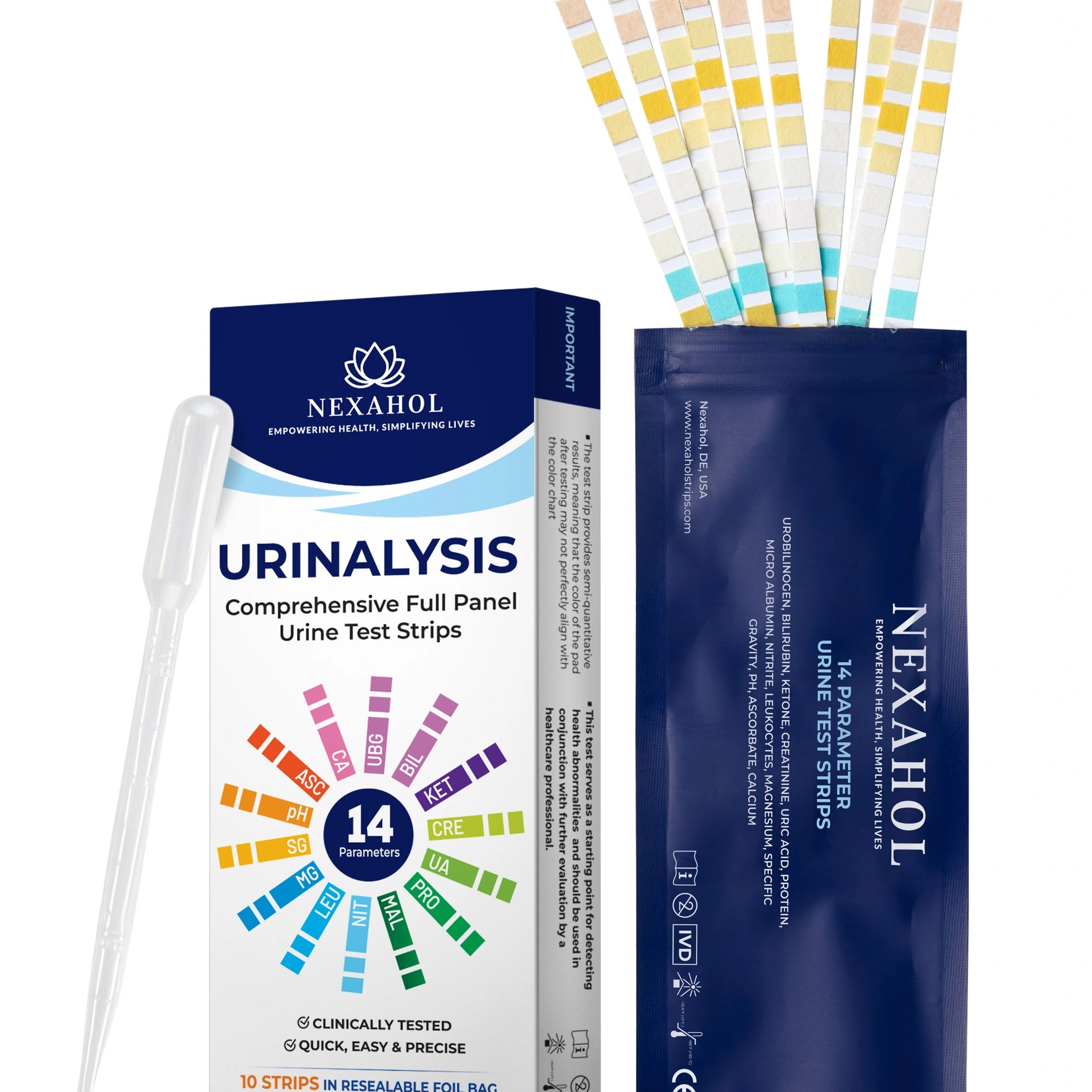 Nexahol 14-Parameter Urinalysis Test Strips