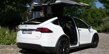 Clean freshly car wash detailed Tesla