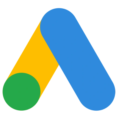 Google Ads logo with blue, yellow, and green colors.