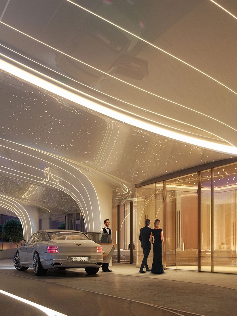 Dubai’s elite off-plan real estate lifestyle. offplan downtown property Skyblade entrance