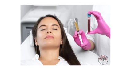 Woman receiving cosmetic injection treatment at clinic.