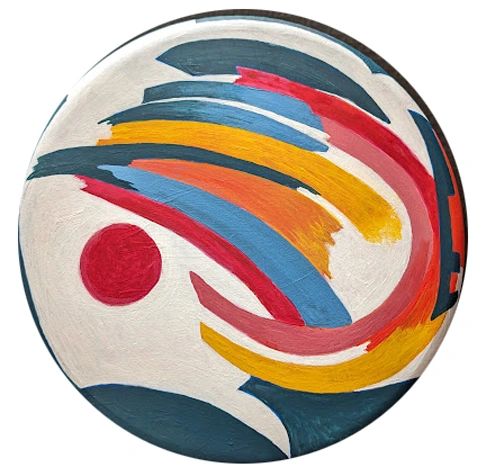 acrylic on wood panel mandala prayer wheel circle art abstract