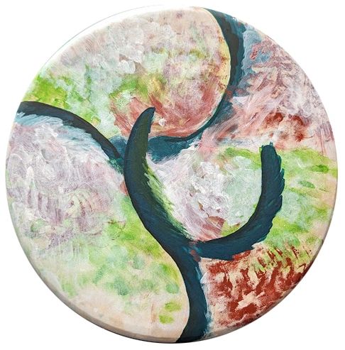 acrylic on wood panel mandala prayer wheel circle art abstract